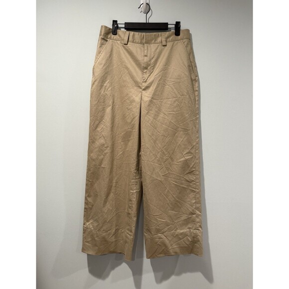 NEW Nordstrom Pants Womens 12 Khaki Wide Leg Relaxed Fit Chinos Casual Career - Picture 1 of 7